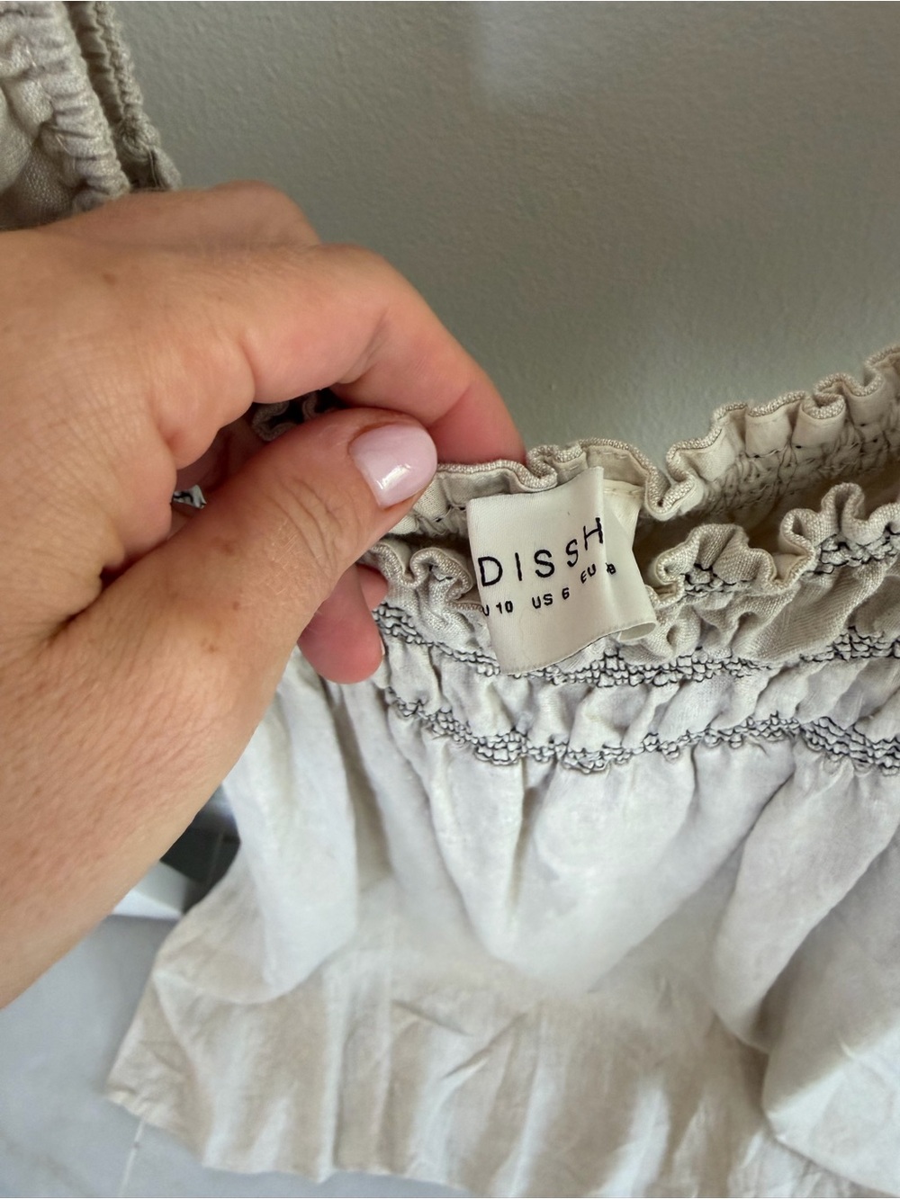 Dissh Beige Puff-Sleeve Linen Dress - Picture 3 of 3